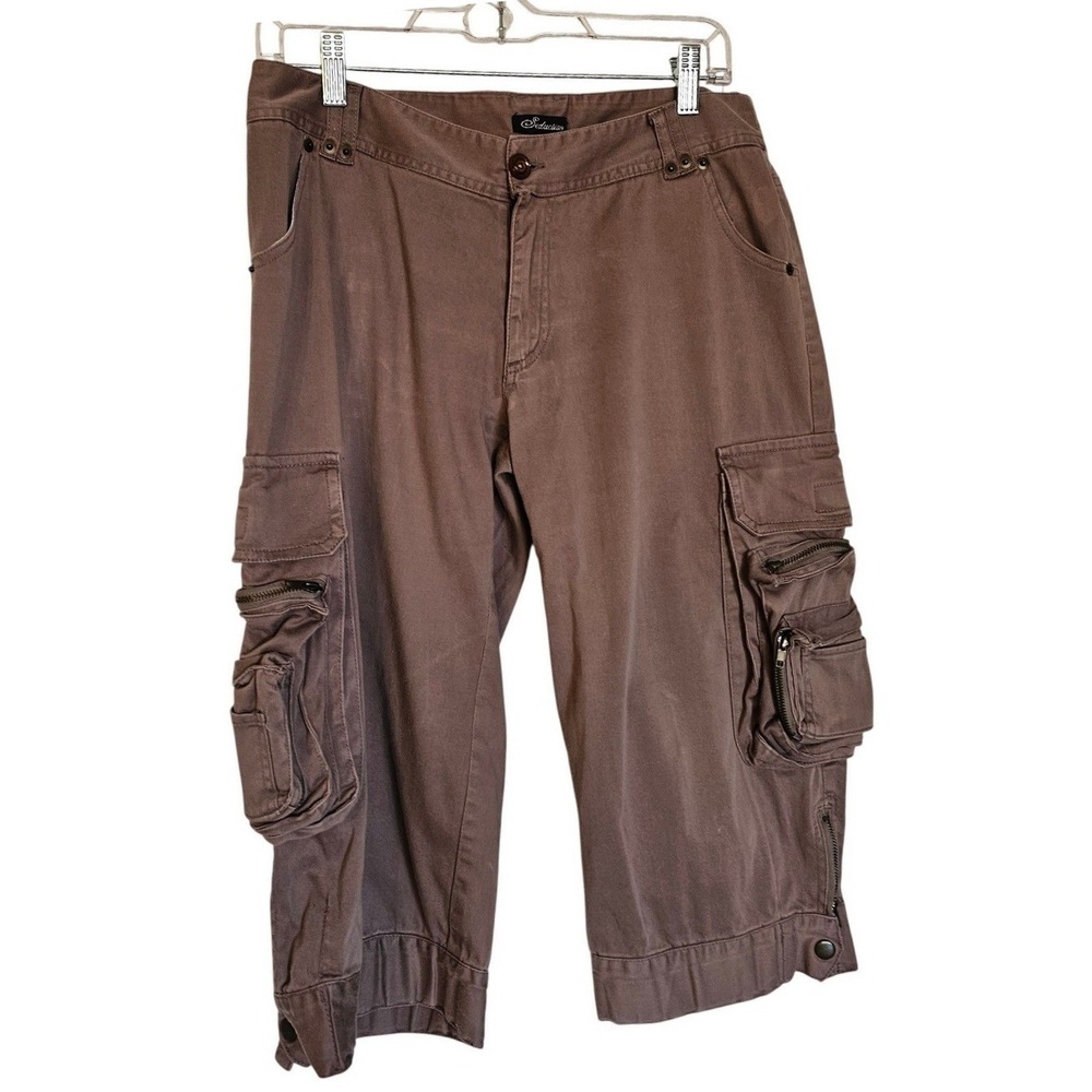 Womans VTG Cargo Capri Pants size 9 Zipper‎ Pockets Y2k